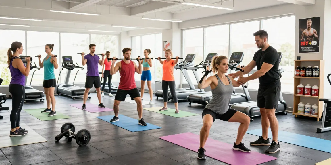 Begeisterte Athleten im Deus Medical Fitnessstudio trainieren mit hochwertigen Produkten für Muskelaufbau.