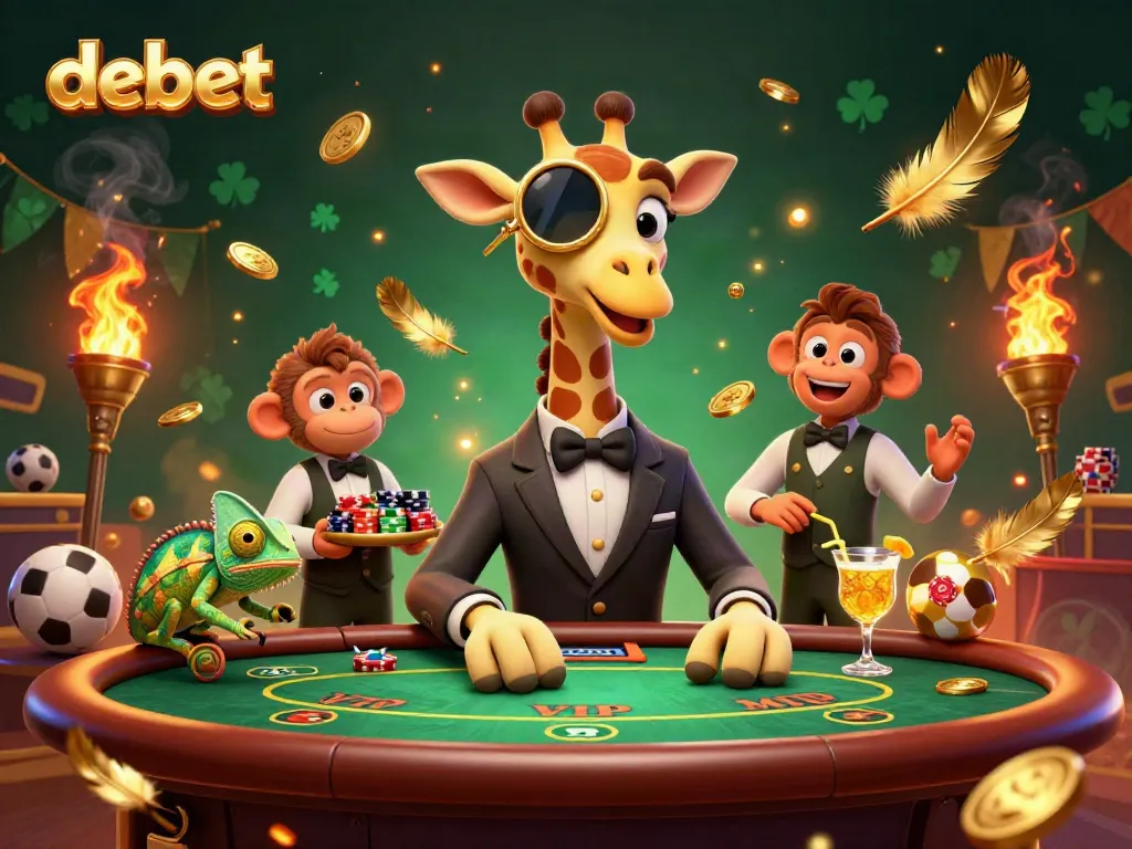 Experience the excitement of debet with a giraffe dealer and dynamic casino elements.