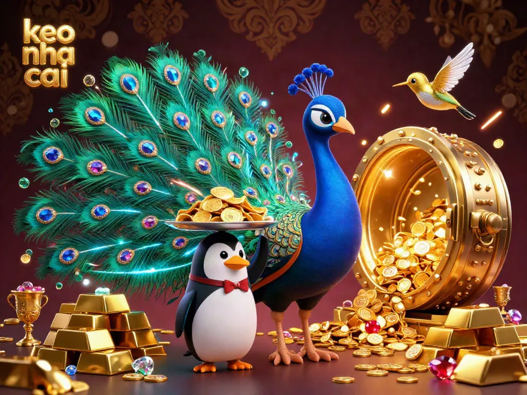Experience the thrill of keo nha cai in a vibrant casino scene with dynamic characters and lavish treasures.