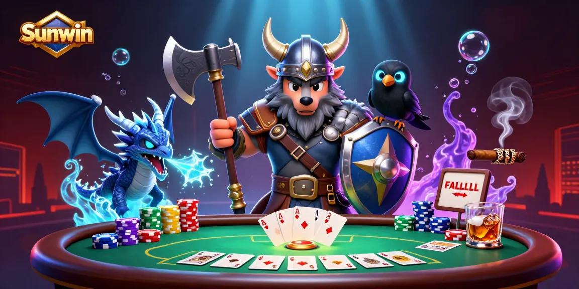 Engage in thrilling poker action at Sunwin with captivating Viking and dragon elements.